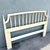A charming vintage Thomasville queen-size headboard, beautifully finished in a soft coastal cream with delicate blush pink...