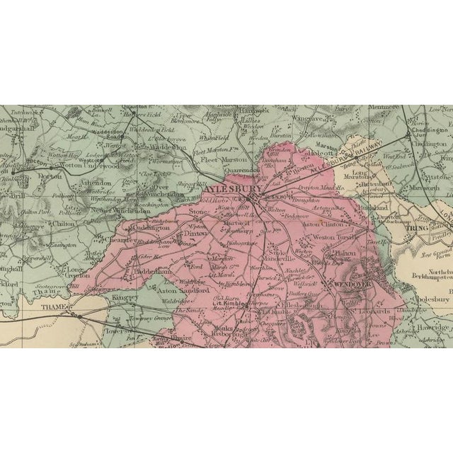 Antique Map of Buckinghamshire, 1885 For Sale - Image 3 of 14