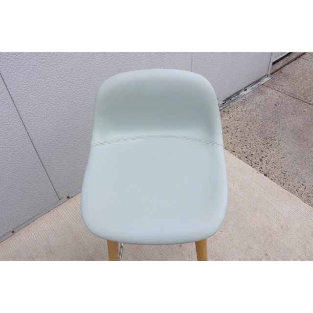 Danish Iskos-Berlin for Muuto Leather Fiber Counter Stools Wood Base - Set of 3 For Sale - Image 13 of 18