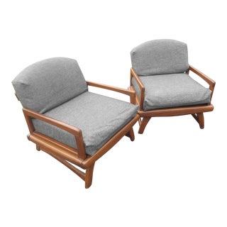 Mid-Century Danish Modern Walnut Lounge Chairs- a Pair For Sale