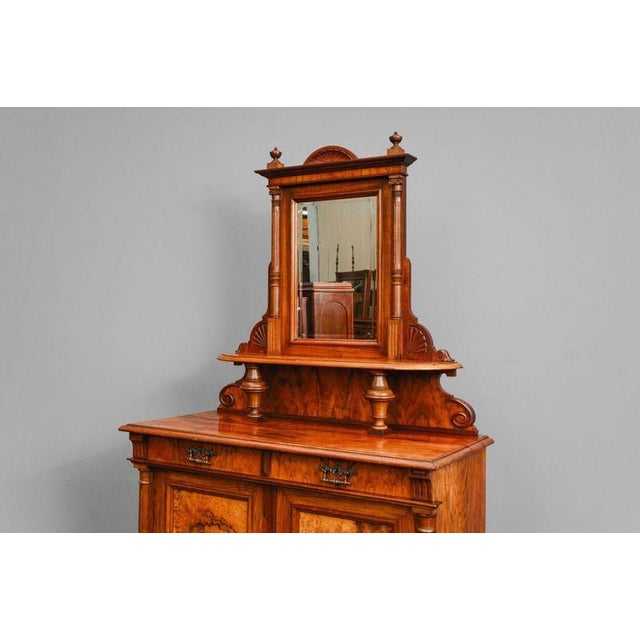 Gründerzeit Sideboard in Walnut with Mirrored Top, 1800s For Sale - Image 17 of 18