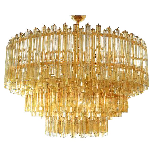 Triedri Chandelier from Venini, 1980s For Sale