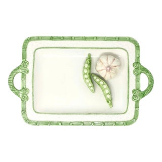 Italian Ceramic Petite Tray With Garlic and Peas For Sale