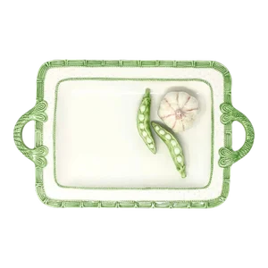 Italian Ceramic Petite Tray With Garlic and Peas