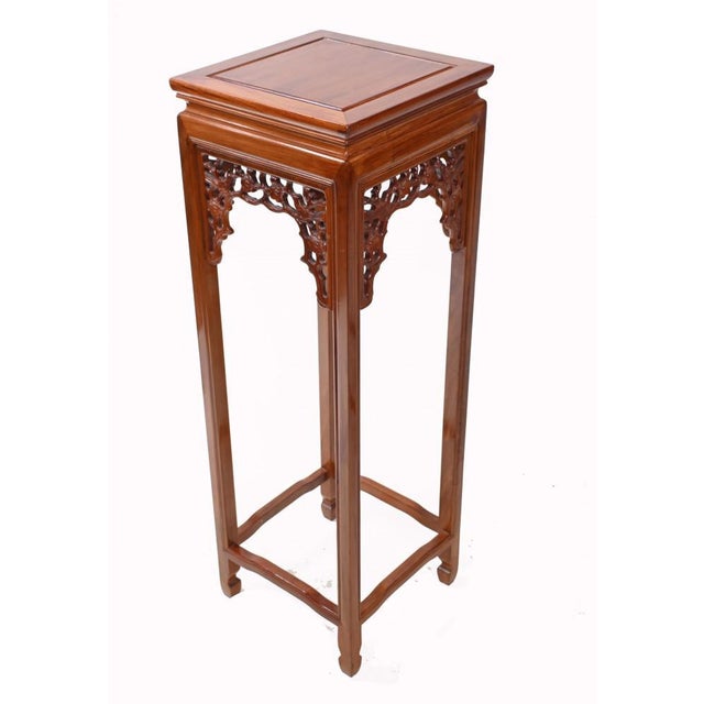 Brown Chinese Pedestal Tables, Set of 2 For Sale - Image 8 of 10