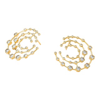 Syna Yellow Gold Geometrix Earrings with Diamonds, a Pair For Sale