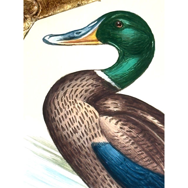 Coastal Original Hand-Painted Mallard Miniature Painting in an Italian Vintage Frame For Sale - Image 3 of 4
