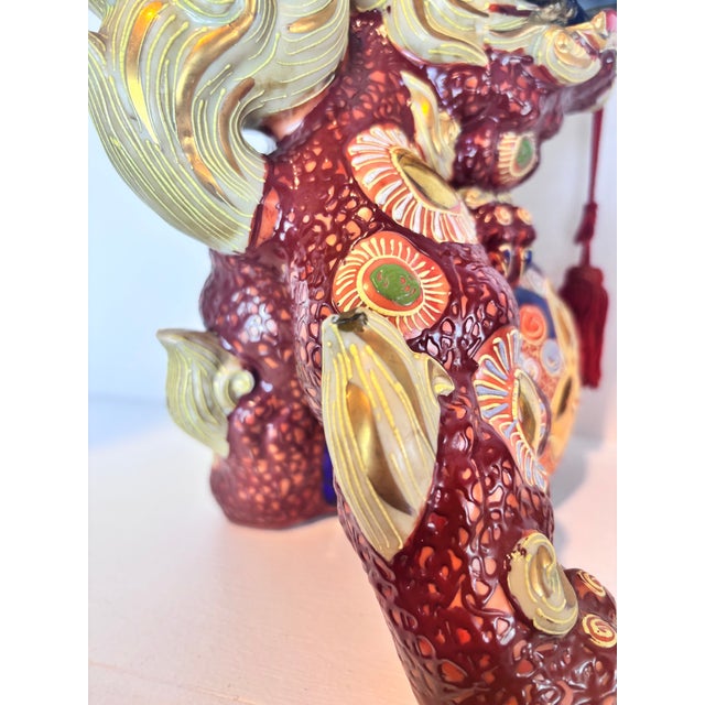Vintage Japanese Kutani Ware Foo Dog Guardian Lion Figurines, Pair, Mid-20th Century For Sale - Image 14 of 14