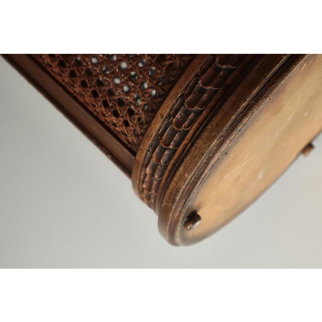 Art Deco Scandinavian Paper Basket in Gilded Wood & Rattan Cane, 1920s For Sale - Image 9 of 11
