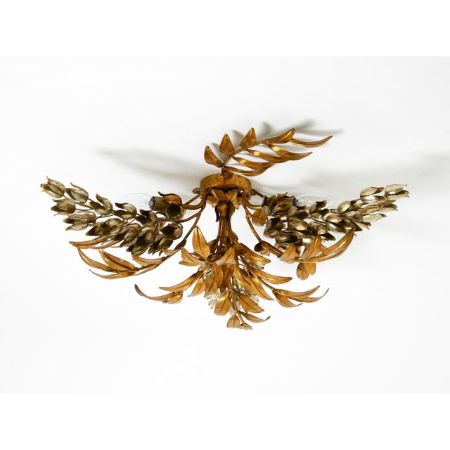 Large Gold-Plated Floral Wisteria Ceiling Lamp by Hans Kögl, 1970s For Sale - Image 4 of 18