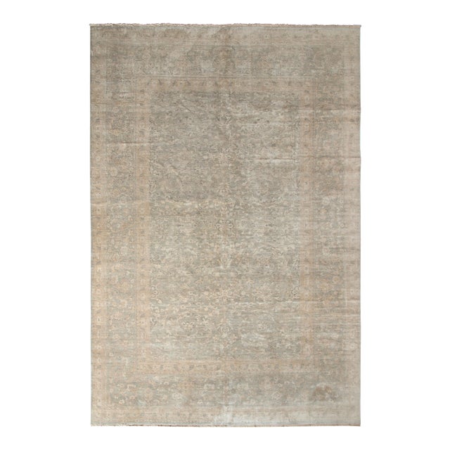 Rug & Kilim’s Transitional Style Rug in an All Over Gray, Beige-Brown Floral Pattern For Sale