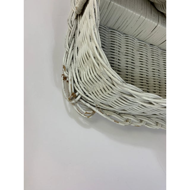 Late 20th Century Vintage White Wicker Whale Floor Basket For Sale - Image 5 of 10