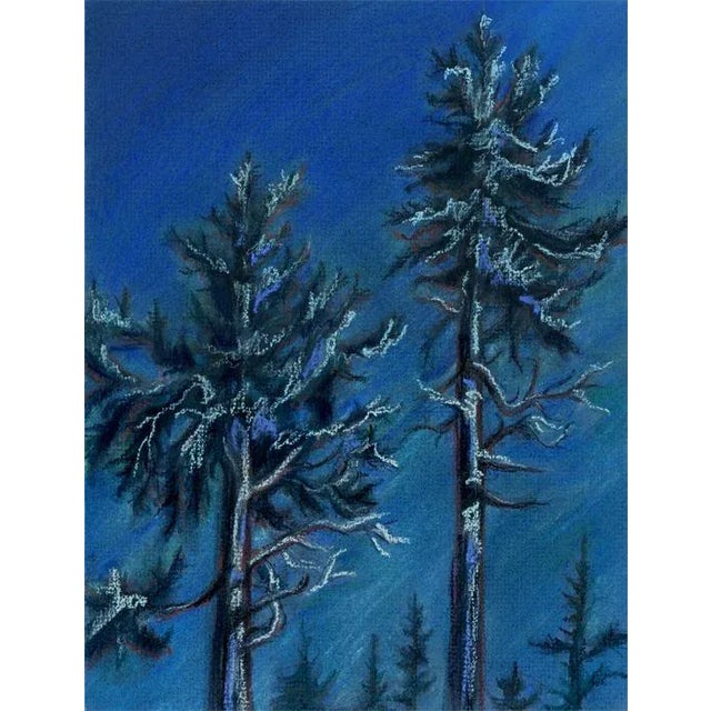 2010s Landscape Night Pastel Painting by Kathleen Ney, Impressionist Moonrise Pastel For Sale - Image 5 of 5