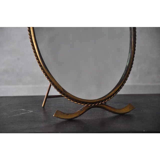 Brown Mirror with Brass Frame, 1960s For Sale - Image 8 of 9