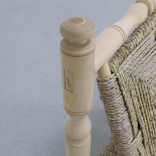 Wood Low Rope Chair in Natural Teak attributed to Adrien Audoux & Frida Minet, 1970s For Sale - Image 7 of 10