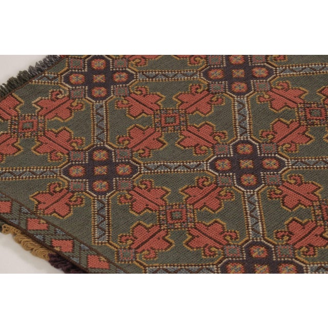 Rug & Kilim Antique Swedish Folk Tapestry With Geometric Design in Green & Red - Rug & Kilim For Sale - Image 4 of 10