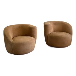 Vintage Kagan Style Swivel Lounge Chairs - Pair For Sale