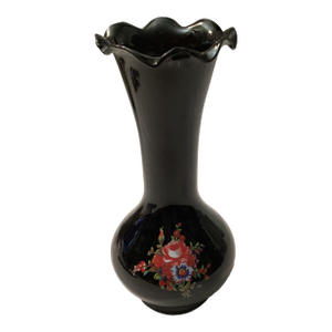 Vintage Black, Amethyst Glass Vase