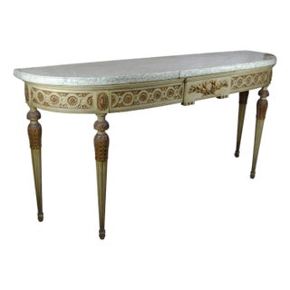 Late 19th Century Empire Giltwood Demi-Lune Table/Console With Marble Top by Maison Jansen, France For Sale