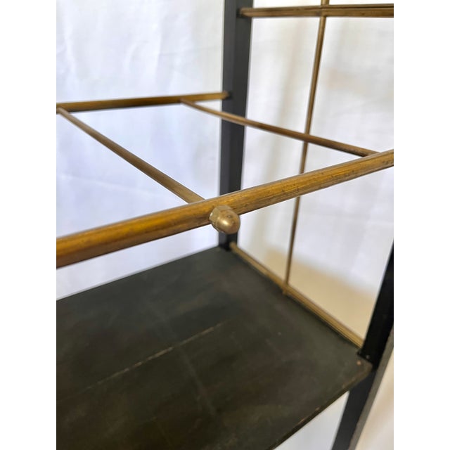 Wood Vintage Art Deco Black Wood/Brass Magazine Stand For Sale - Image 7 of 15