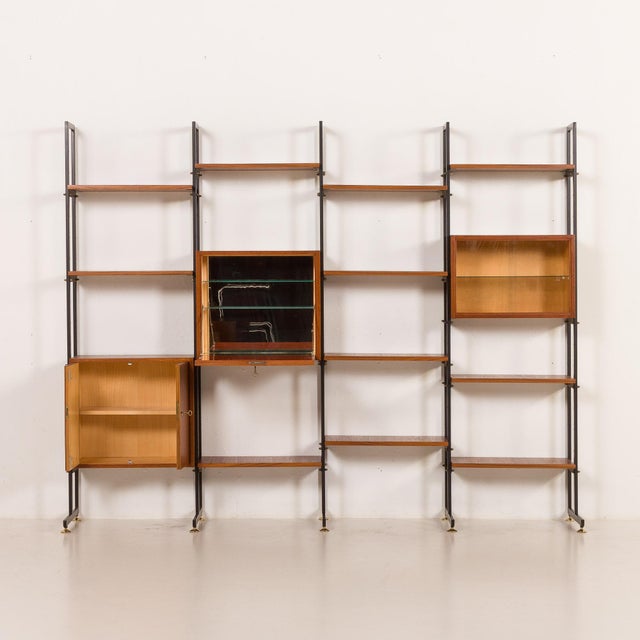 Mid-Century Modern Italian Free Standing Wall Unit in Teak, 1960s For Sale - Image 3 of 18