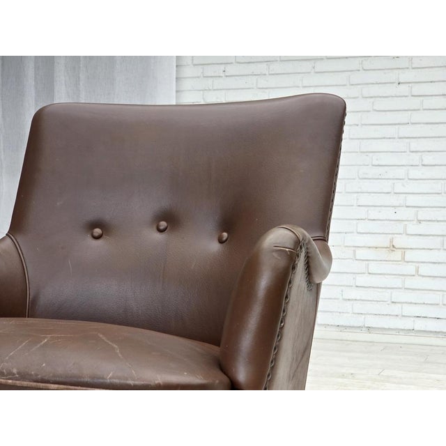 Vintage Danish Lounge Chair in Furniture Leather, 1960s For Sale - Image 16 of 18