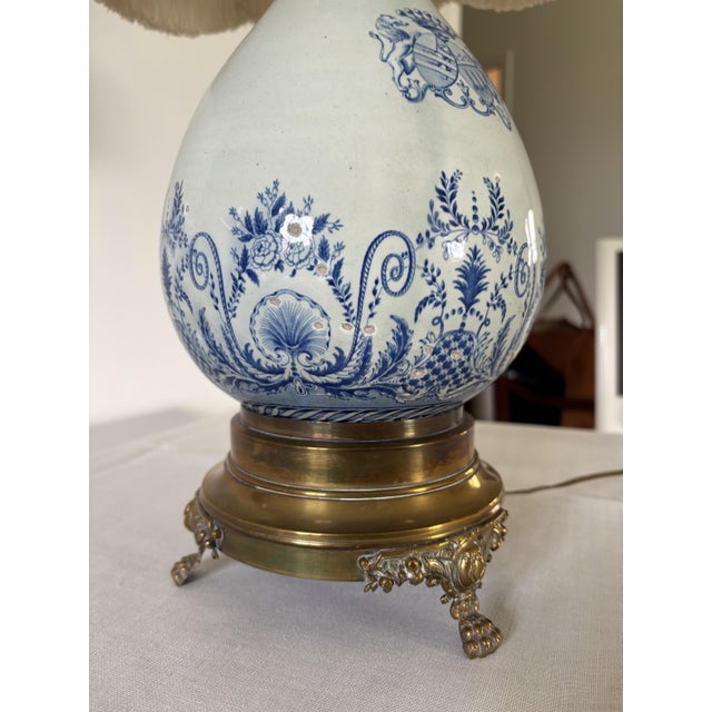 Mid 19th Century Antique Blue Earthenware Lamp, 1860 For Sale - Image 5 of 10