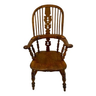 Antique Victorian Yew Wood Windsor Armchair, 1850s For Sale