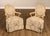 High Quality Pair Of Louis XVI Style Armchairs Featuring Painted Wood Frames With Oval Backs, Carved Details, And Scrolled...