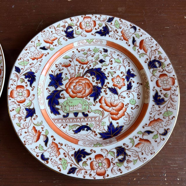 Set of 12 Vintage Imari Chinoiserie Luncheon Plates, Burleigh Ware, England, 9" For Sale - Image 16 of 18