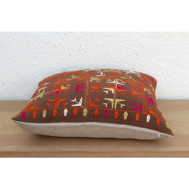 Punjab Heriloom, Antique Phulkari Pillow Cover For Sale - Image 4 of 6