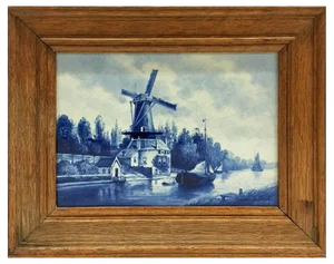 Dutch Delft Bottle Tile Depicting Mill De Roos After L. Senf from Porceleyne Fles, 1906