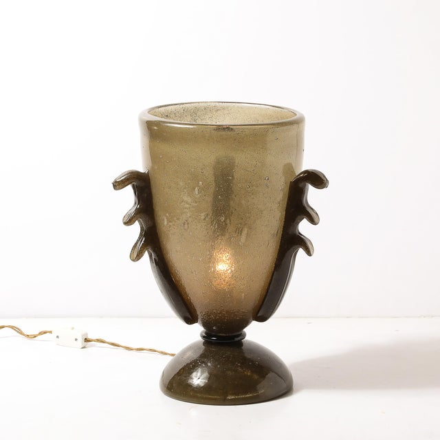 Pair of Mid-Century Sculptural Hand-Blown Smoke Murano Bullicante Glass Uplights For Sale - Image 9 of 17