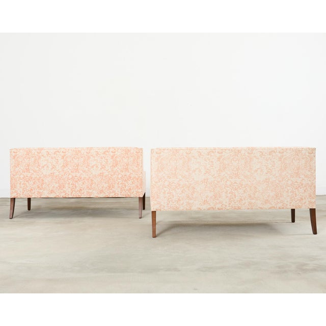 Pair of Slope Arm Sofas Fortuny Style Apricot Fabric For Sale - Image 12 of 12