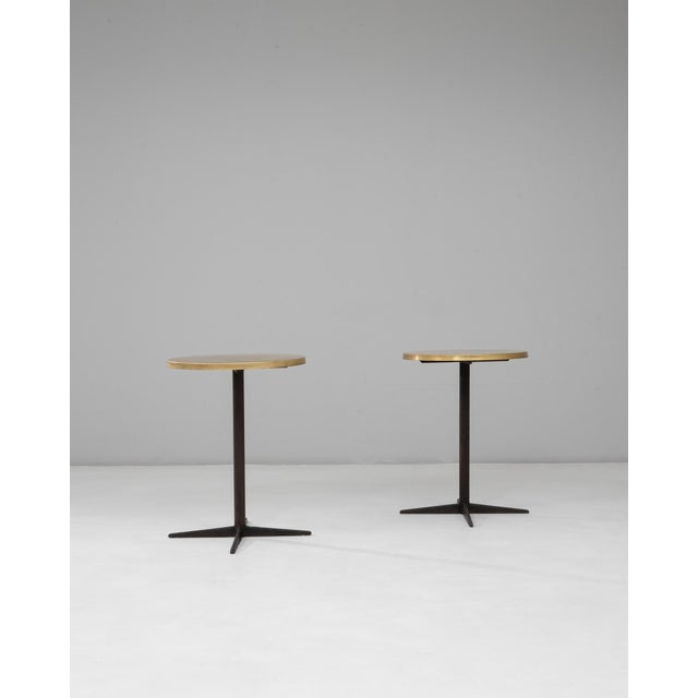 1970s French Iron Bistro Tables With Brass Tops - A Pair For Sale - Image 17 of 18