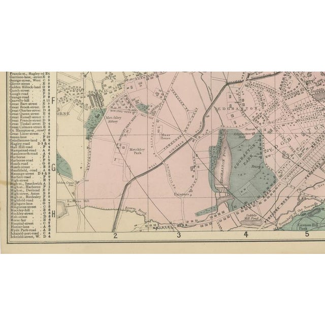 Victorian Birmingham City Plan Map by Edward Weller, 1885 For Sale - Image 6 of 11