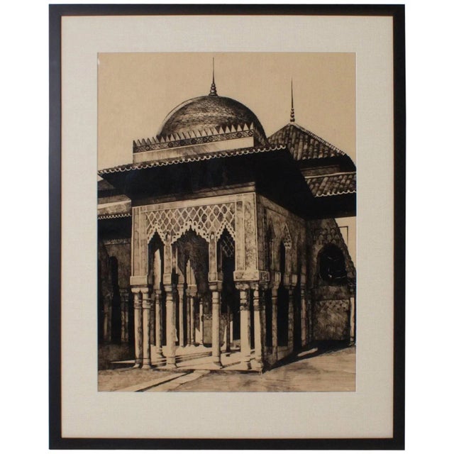 Reverse Drawing of Moorish Architecture by Cathy Wiggs For Sale - Image 9 of 9