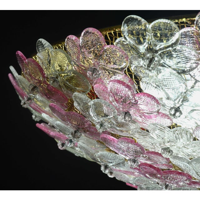 Pink 1970s Wonderful Extra Large Size Pink Murano Glass Ceiling Light Flower by Seguso For Sale - Image 8 of 15