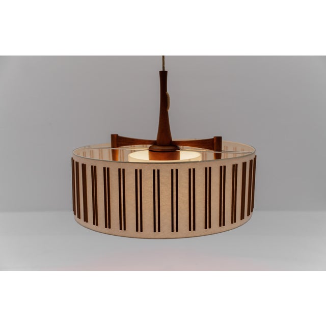 1960s Japanese Adjustable Ceiling Lamp in Teak by Temde Swiss, 1960s For Sale - Image 5 of 10