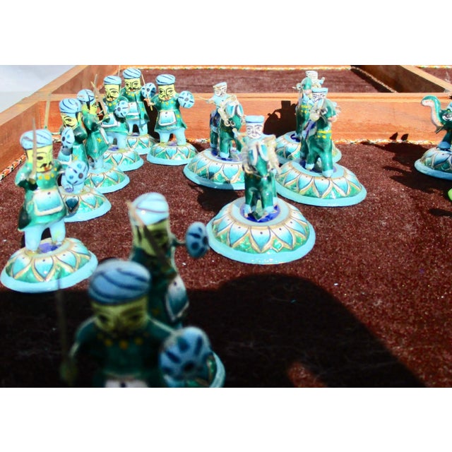 Indian Silver Enamel Mahogany Chess Set For Sale - Image 4 of 11