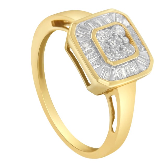 Haus of Brilliance 10K Yellow Gold Diamond Cocktail Ring (1/2 Cttw, I-J Color, SI2-I1 Clarity) - Size 6-1/2 For Sale - Image 4 of 6