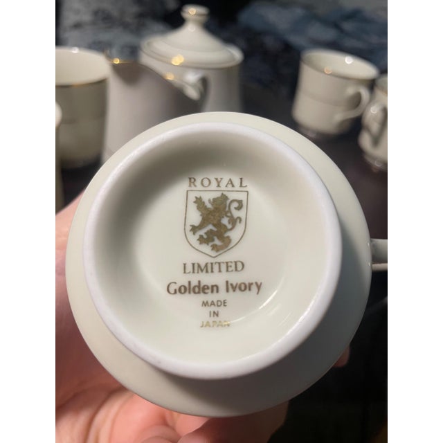 Beautiful vintage Royal Limited "Golden Ivory" coffee service set made in Japan. Crafted in elegant ivory porcelain with...