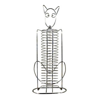 c.1990's Chrome Wire Cat Shaped CD Case Storage Rack For Sale
