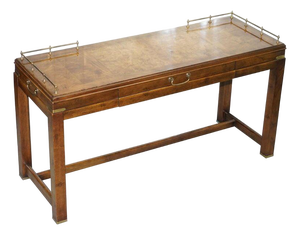 Burl Walnut Lane Altavista Campaign Serving Console Table Brass Gallery Back