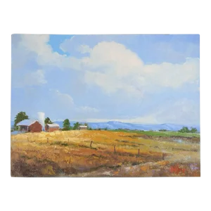 Contmeporary Landscape With Red Barn Painting