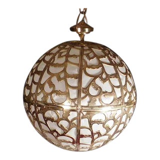 Vintage Brass Japanese Karakusa Pendant Light For Sale
