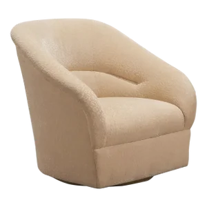 Late 20th Century Vintage Ward Bennett Style Swiveling Club Chair in Textured Cream Upholstery