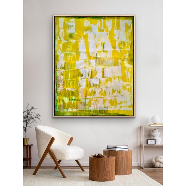 Textile "Sunny" Original 48"x60" Large Scale Painting by Pamela Harmon, Framed For Sale - Image 7 of 11