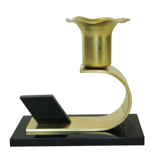 Chase Brass and Copper Company Brass and Bakelite Candlestick Holders by Chase Brass - A Pair For Sale - Image 4 of 7