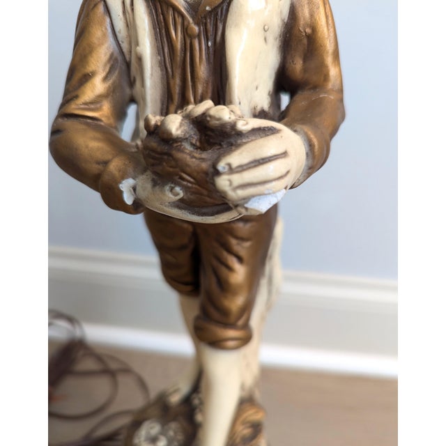 Mid 20th Century French Figurative Lamp Boy Girl Peasants Chalkware - a Pair For Sale - Image 13 of 13